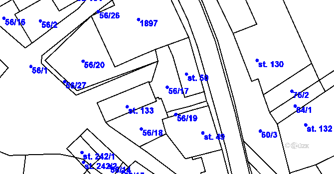 Parcela st. 56/17 v KÚ Kejžlice, Katastrální mapa