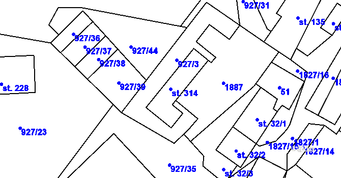 Parcela st. 314 v KÚ Kejžlice, Katastrální mapa