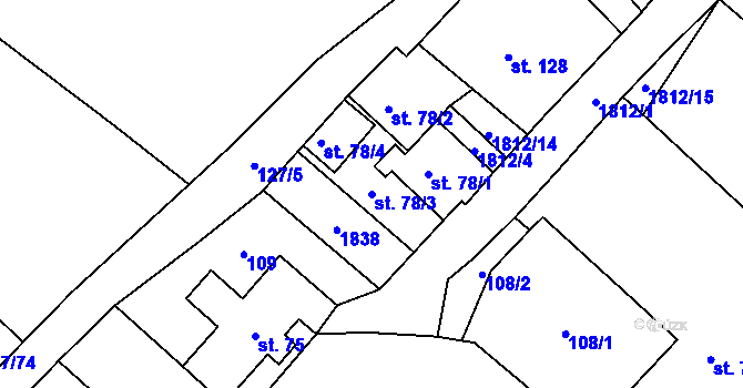Parcela st. 78/3 v KÚ Kejžlice, Katastrální mapa