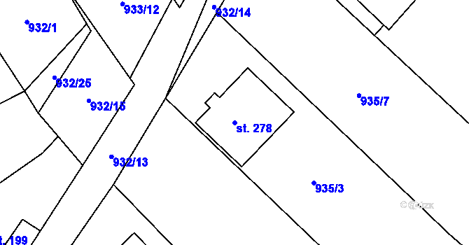 Parcela st. 278 v KÚ Kejžlice, Katastrální mapa