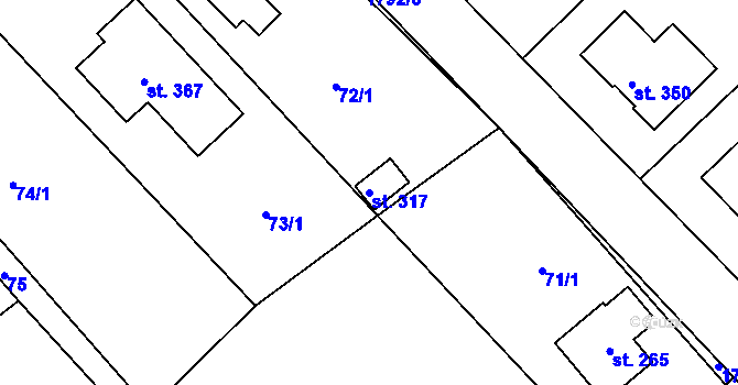 Parcela st. 317 v KÚ Kejžlice, Katastrální mapa