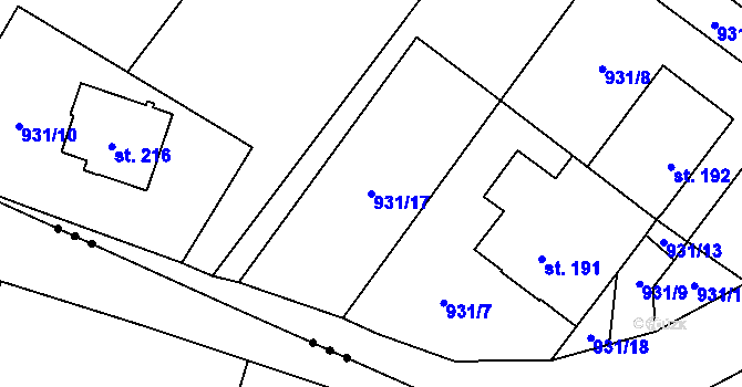 Parcela st. 931/17 v KÚ Kejžlice, Katastrální mapa