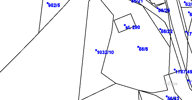 Parcela st. 1032/10 v KÚ Kejžlice, Katastrální mapa
