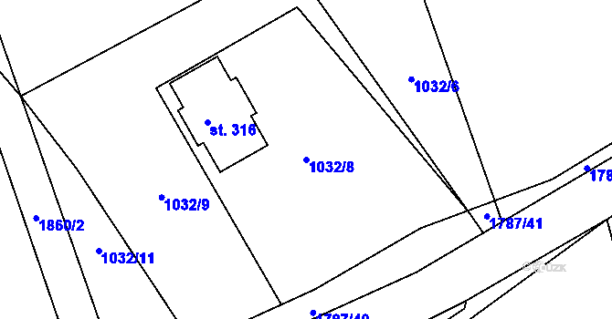Parcela st. 1032/8 v KÚ Kejžlice, Katastrální mapa