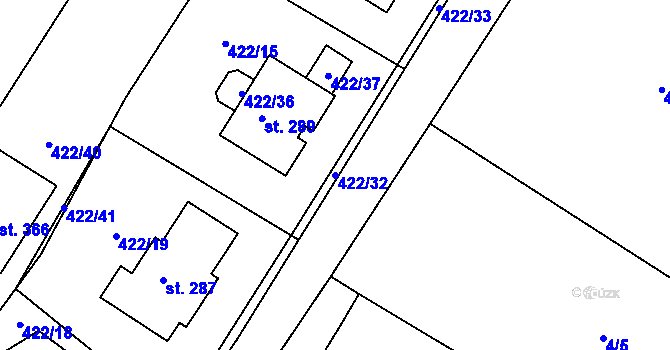 Parcela st. 422/32 v KÚ Kejžlice, Katastrální mapa