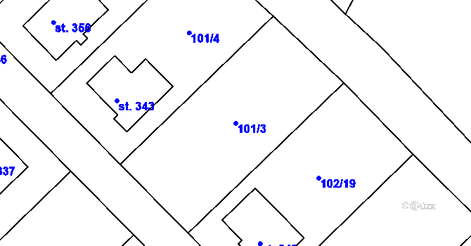 Parcela st. 101/3 v KÚ Kejžlice, Katastrální mapa