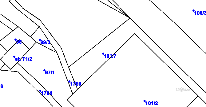 Parcela st. 101/7 v KÚ Kejžlice, Katastrální mapa
