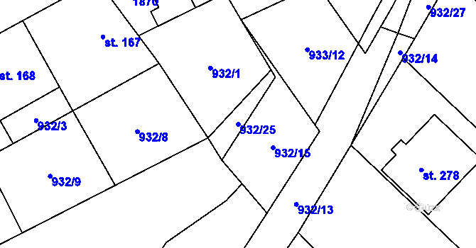 Parcela st. 932/25 v KÚ Kejžlice, Katastrální mapa