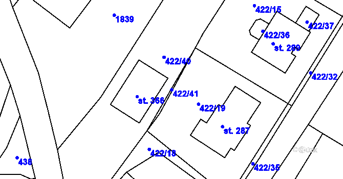 Parcela st. 422/41 v KÚ Kejžlice, Katastrální mapa