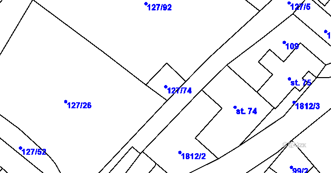 Parcela st. 127/74 v KÚ Kejžlice, Katastrální mapa