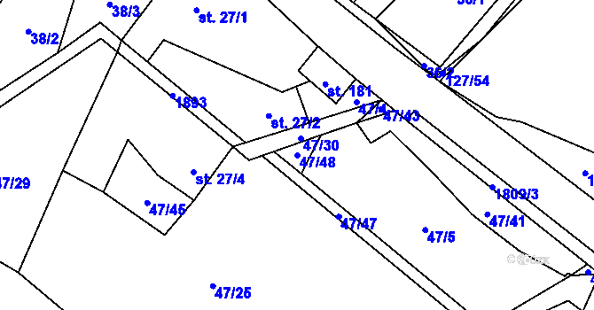 Parcela st. 47/48 v KÚ Kejžlice, Katastrální mapa