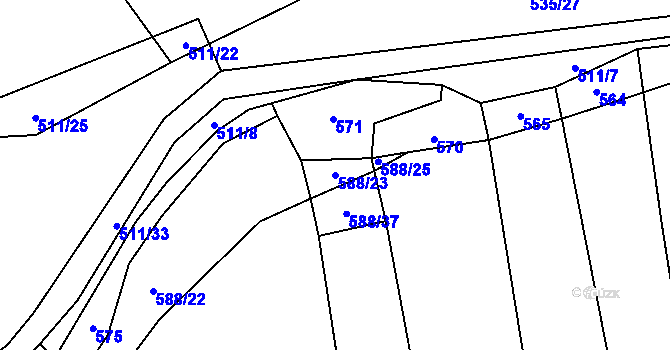 Parcela st. 588/23 v KÚ Kejžlice, Katastrální mapa