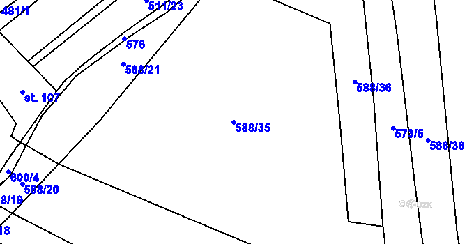 Parcela st. 588/35 v KÚ Kejžlice, Katastrální mapa