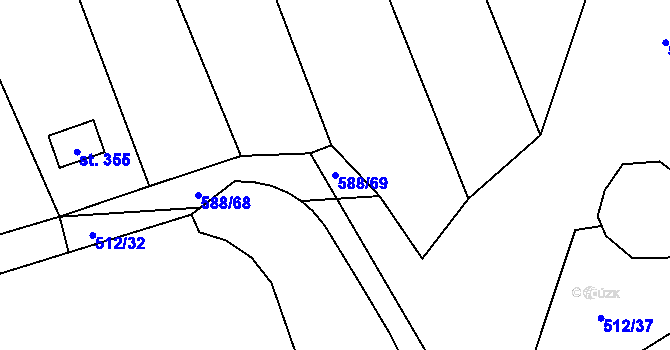 Parcela st. 588/69 v KÚ Kejžlice, Katastrální mapa