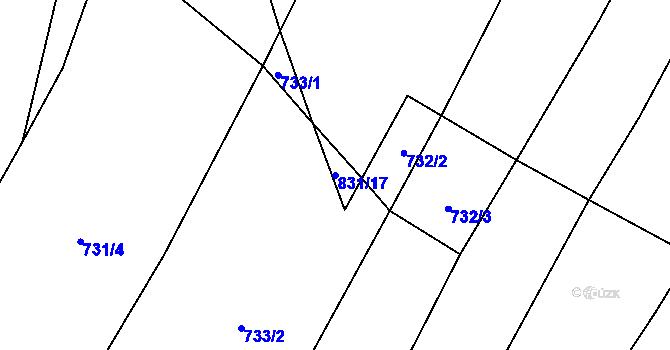 Parcela st. 831/17 v KÚ Kejžlice, Katastrální mapa