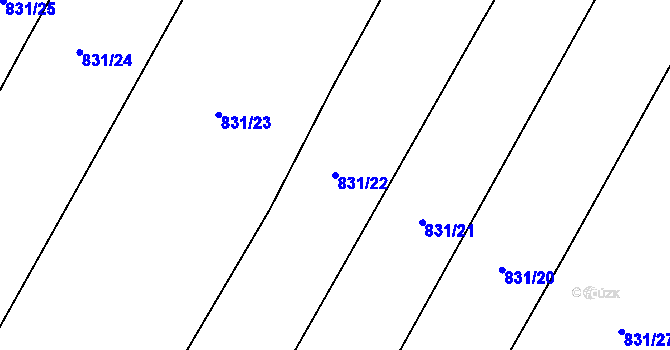 Parcela st. 831/22 v KÚ Kejžlice, Katastrální mapa