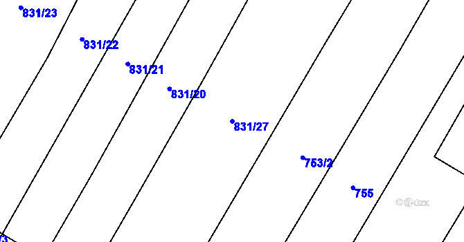Parcela st. 831/27 v KÚ Kejžlice, Katastrální mapa