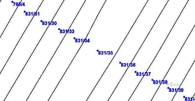 Parcela st. 831/35 v KÚ Kejžlice, Katastrální mapa