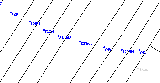 Parcela st. 831/63 v KÚ Kejžlice, Katastrální mapa