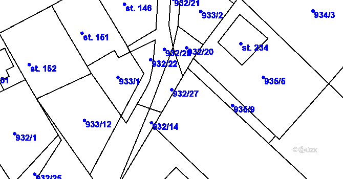 Parcela st. 932/27 v KÚ Kejžlice, Katastrální mapa