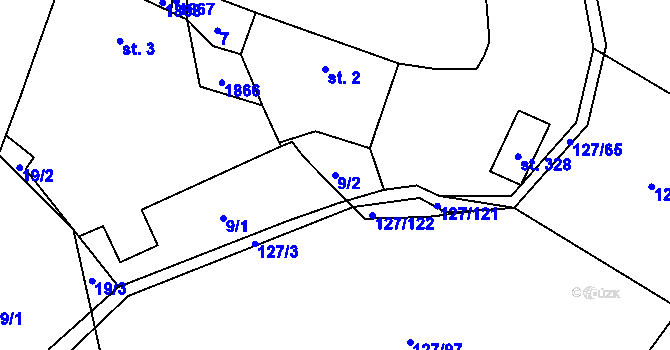 Parcela st. 9/2 v KÚ Kejžlice, Katastrální mapa