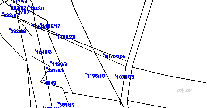 Parcela st. 1070/105 v KÚ Kejžlice, Katastrální mapa