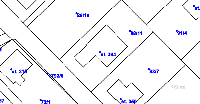 Parcela st. 344 v KÚ Kejžlice, Katastrální mapa