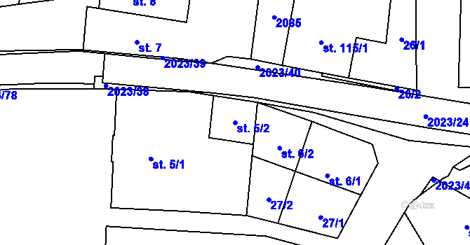 Parcela st. 5/2 v KÚ Kelč-Nové Město, Katastrální mapa