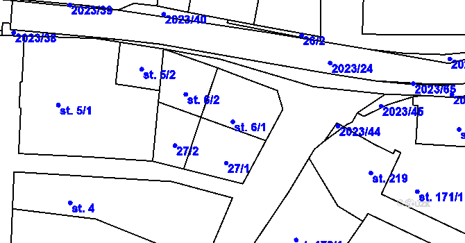 Parcela st. 6/1 v KÚ Kelč-Nové Město, Katastrální mapa