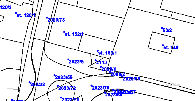 Parcela st. 153/1 v KÚ Kelč-Nové Město, Katastrální mapa
