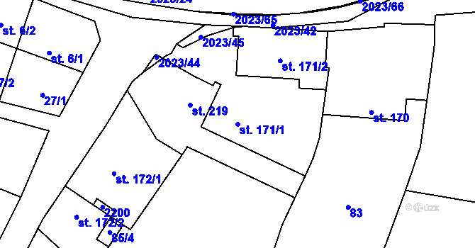 Parcela st. 171/1 v KÚ Kelč-Nové Město, Katastrální mapa