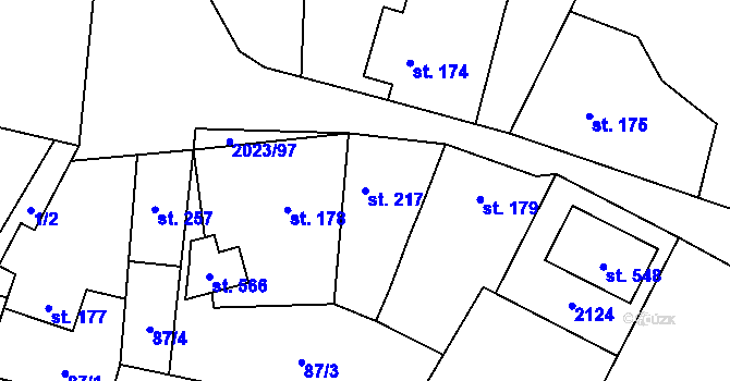 Parcela st. 217 v KÚ Kelč-Nové Město, Katastrální mapa