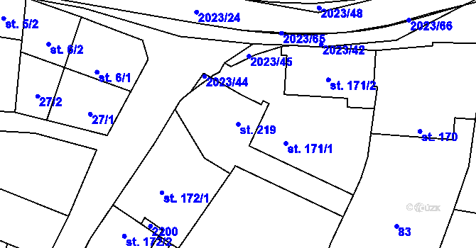 Parcela st. 219 v KÚ Kelč-Nové Město, Katastrální mapa