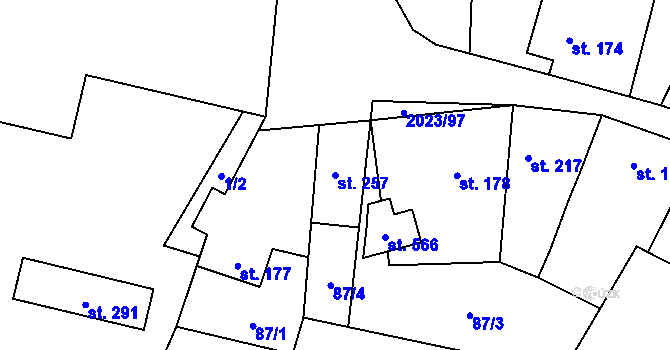 Parcela st. 257 v KÚ Kelč-Nové Město, Katastrální mapa