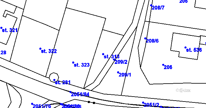 Parcela st. 313 v KÚ Kelč-Nové Město, Katastrální mapa