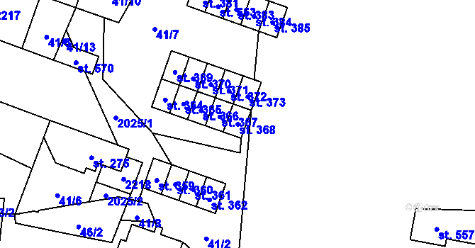 Parcela st. 368 v KÚ Kelč-Nové Město, Katastrální mapa
