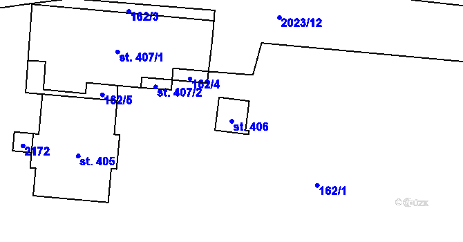 Parcela st. 406 v KÚ Kelč-Nové Město, Katastrální mapa