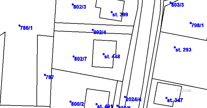 Parcela st. 448 v KÚ Kelč-Nové Město, Katastrální mapa