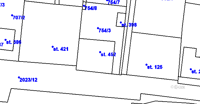 Parcela st. 452 v KÚ Kelč-Nové Město, Katastrální mapa