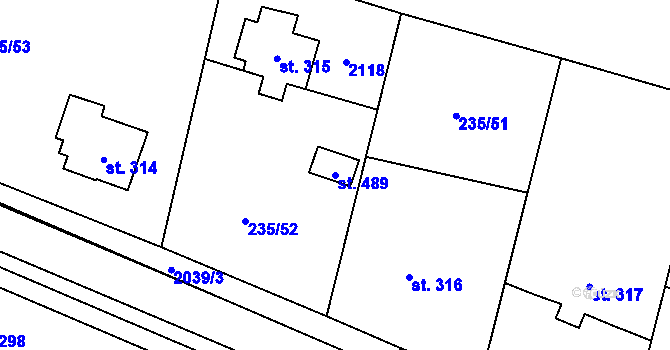 Parcela st. 489 v KÚ Kelč-Nové Město, Katastrální mapa
