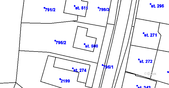 Parcela st. 500 v KÚ Kelč-Nové Město, Katastrální mapa