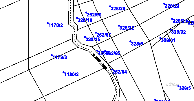 Parcela st. 328/4 v KÚ Kelč-Nové Město, Katastrální mapa