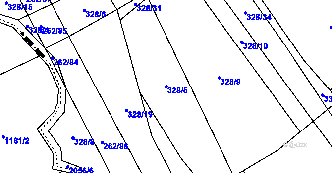 Parcela st. 328/5 v KÚ Kelč-Nové Město, Katastrální mapa