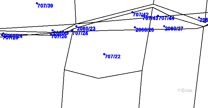 Parcela st. 707/22 v KÚ Kelč-Nové Město, Katastrální mapa