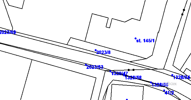Parcela st. 2023/8 v KÚ Kelč-Nové Město, Katastrální mapa