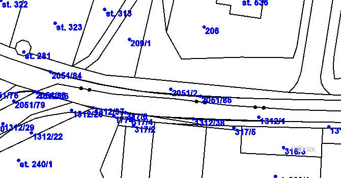 Parcela st. 2051/2 v KÚ Kelč-Nové Město, Katastrální mapa