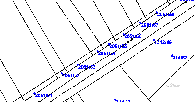 Parcela st. 2051/54 v KÚ Kelč-Nové Město, Katastrální mapa