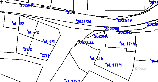 Parcela st. 2023/44 v KÚ Kelč-Nové Město, Katastrální mapa