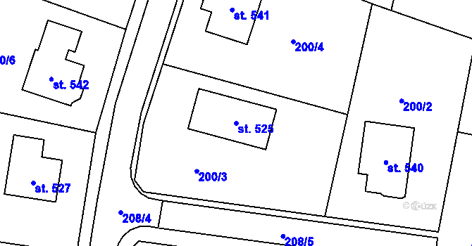 Parcela st. 525 v KÚ Kelč-Nové Město, Katastrální mapa
