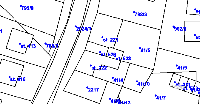 Parcela st. 529 v KÚ Kelč-Nové Město, Katastrální mapa